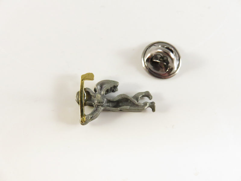 Vintage Golfer Guardian Angel Pin | Pewter & Gold Tone | Lapel Pin