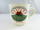 Vintage Boy Scouts of America coffee mug with Raven Knob Scout Reservation design