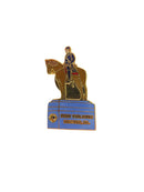 Vintage Penn Twp Lions Club Pin | Horse & Rider, Hanover PA | Made in Taiwan — Gold, Enamel — front view