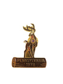 Vintage 1978 PA Lions Club Deer Pin | Antlered Buck | Pennsylvania Convention — Gold — front view