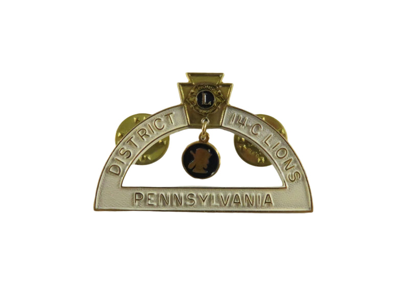 Vintage PA Lions Club District 14-C Protractor Pin | Keystone & Silhouette