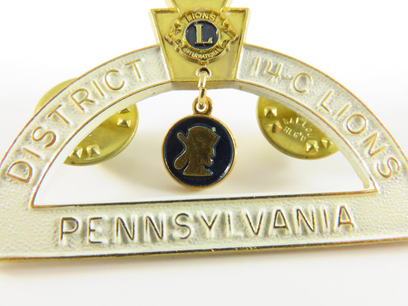 Vintage PA Lions Club District 14-C Protractor Pin | Keystone & Silhouette