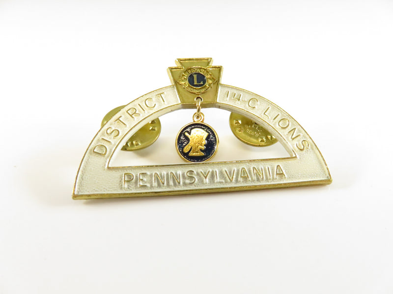 Vintage PA Lions Club District 14-C Protractor Pin | Keystone & Silhouette