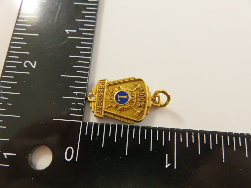 Vintage Lions Club President 100% Attendance Charm | Gold Filled | Leavens