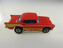 Hot Wheels '57 Chevy Flying Colors Series 1/64 Diecast Car '57 Red & Yellow Chevy Car '57 1/64 Mattel 1980s Hong Kong