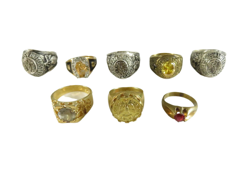 Vintage Men's Ring Lot, 8 Assorted Rings, Restoration, Repurpose, Costume Jewelry