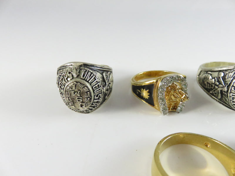 Vintage Men's Ring Lot, 8 Assorted Rings, Restoration, Repurpose, Costume Jewelry