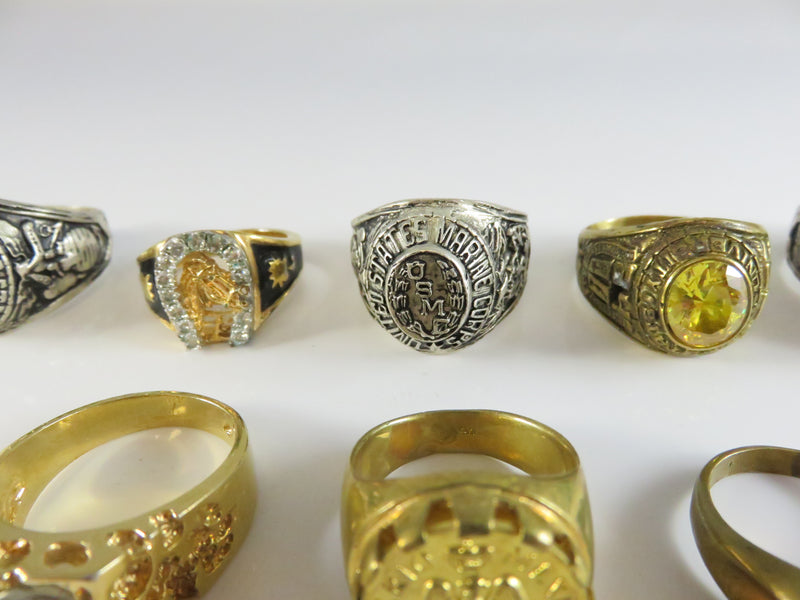 Vintage Men's Ring Lot, 8 Assorted Rings, Restoration, Repurpose, Costume Jewelry