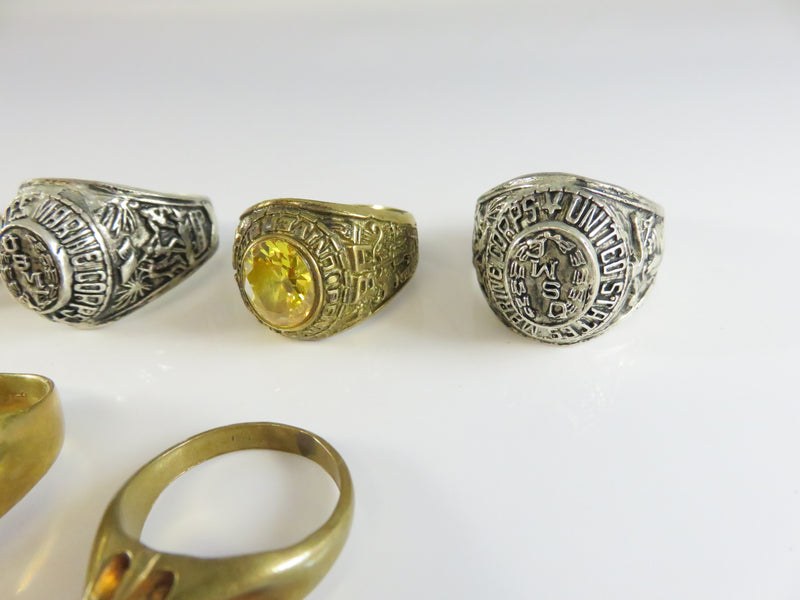 Vintage Men's Ring Lot, 8 Assorted Rings, Restoration, Repurpose, Costume Jewelry