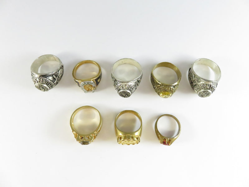 Vintage Men's Ring Lot, 8 Assorted Rings, Restoration, Repurpose, Costume Jewelry