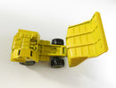 Vintage Hot Wheels 1980s Workhorses CAT Dump Truck Yellow Caterpillar 777 Pivoting Bed Hong Kong 1/64 Mattel Series