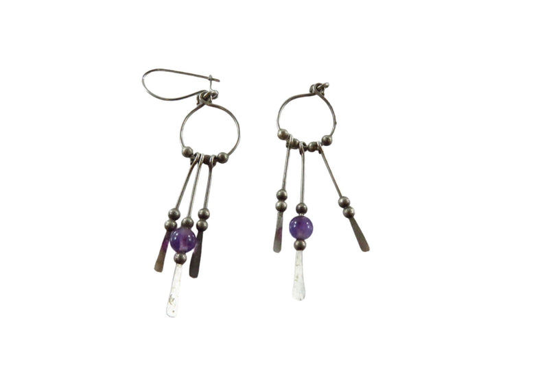 Sterling Dangle Earrings with Amethyst Balls for Repair — Jewelry & Watches:Vintage & Antique Jewelry:Fine:Retro, Vintage 193