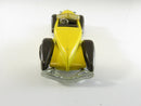 Hot Wheels 1980s Auburn 852 Yellow Dark Brown Fenders Roadster Flying Colors 1/64 Diecast Car Hong Kong 1/64 Mattel