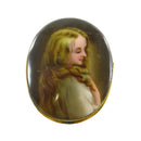 Antique Hand Painted Porcelain Image of Woman Gilt Wire Wrap Surround 2 5/8 x 2 1/8 — Jewelry & Watches:Vintage & Antique Jew