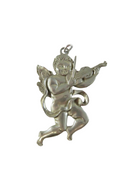 Vintage Seagull Pewter Angel Cherub with Violin Christmas Ornament, Canada — front view