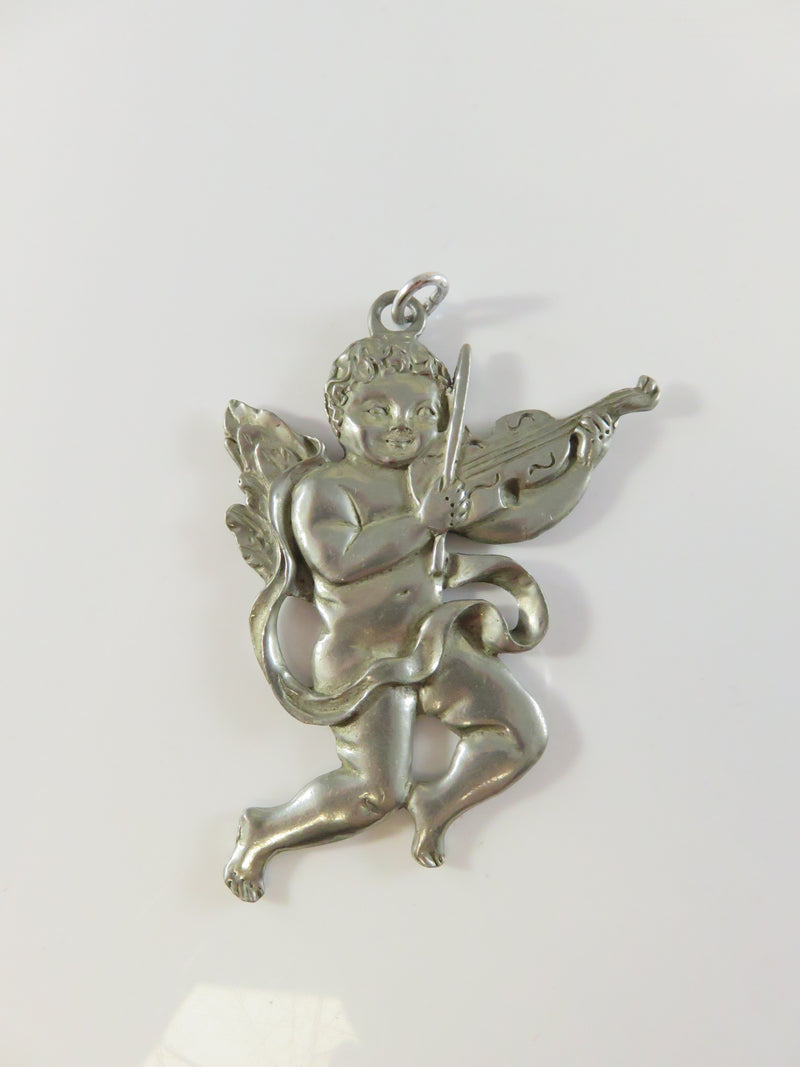 Vintage Seagull Pewter Angel Cherub with Violin Christmas Ornament, Canada