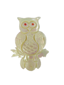 Vintage mother-of-pearl owl brooch with red eyes