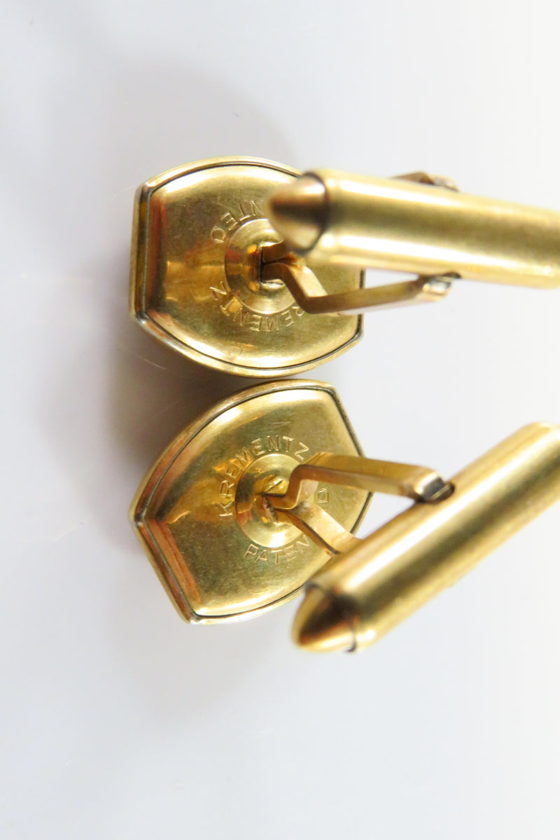 Vintage Krementz Gilt Hardstone Cufflink Set Bullet Back