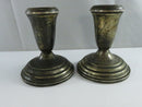 Vintage Duchess Sterling Silver Candlesticks Pair Pattern Weighted Candle Holders Antique Trumpet Rim Multi-tiered Base
