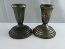 Vintage Duchess Sterling Silver Candlesticks Pair Pattern Weighted Candle Holders Antique Trumpet Rim Multi-tiered Base