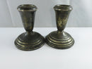 Vintage Duchess Sterling Silver Candlesticks Pair Pattern Weighted Candle Holders Antique Trumpet Rim Multi-tiered Base