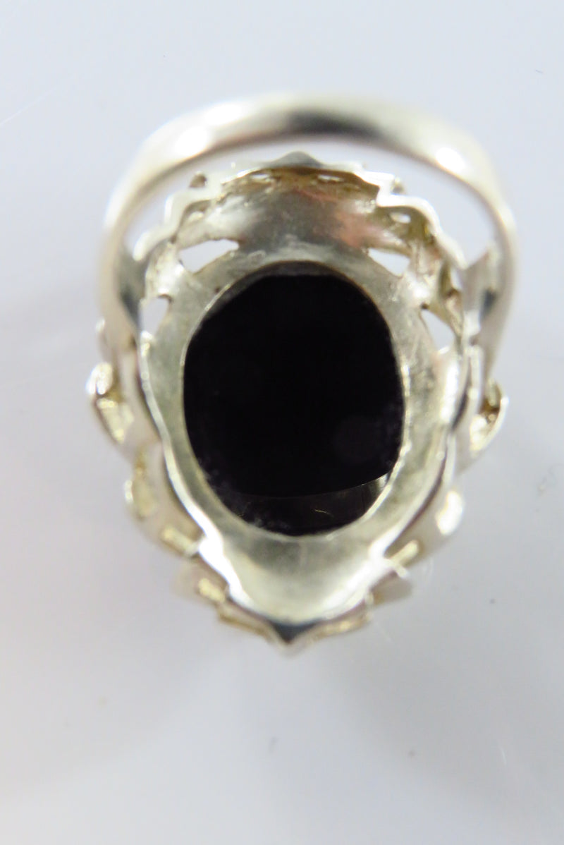 Cute Sterling Silver Cameo Ring With Marcasite Accenting Size 6