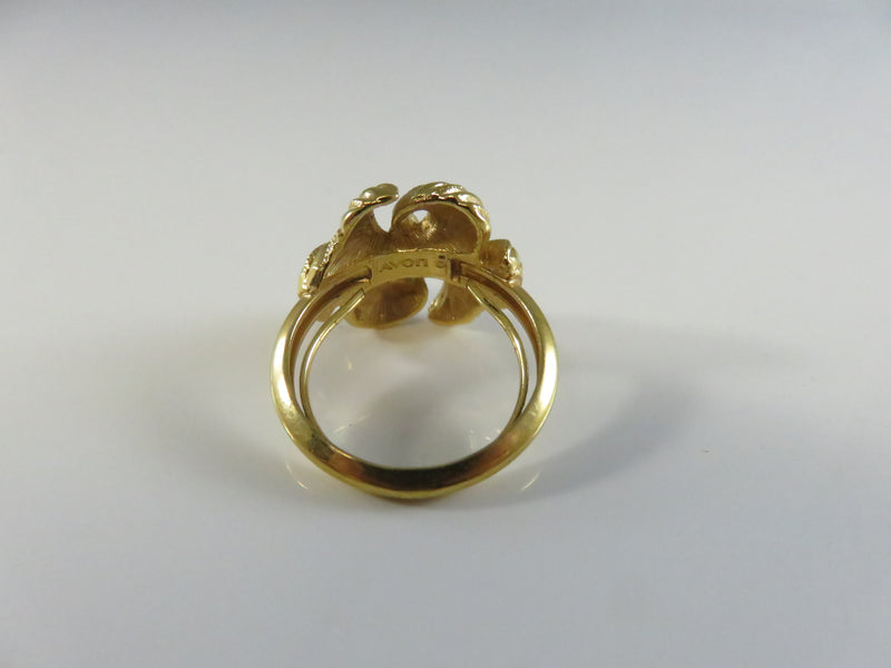 Avon Art Nouveau Bow Ring, Size 6, Vintage Gold Tone Fashion Ring