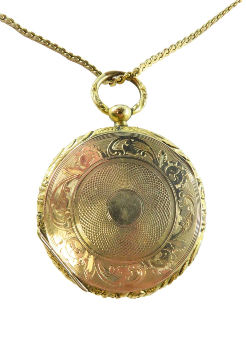 Antique Gold Gilt Photo Pendant Locket 2 1/2" High With Gold Filled Chain — Jewelry & Watches:Vintage & Antique Jewelry:Costu