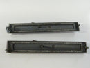 1967 Buick Skylark Interior Door Panel Emblems Pair Chrome Bird Motif Red Enamel OEM Vintage Die-Cast Ribbed Rectangular