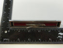 1967 Buick Skylark Interior Door Panel Emblems Pair Chrome Bird Motif Red Enamel OEM Vintage Die-Cast Ribbed Rectangular