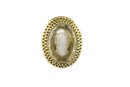 Vintage Gilded Whiting & Davis Intaglio Cameo Glass Ring Size 6 — front view