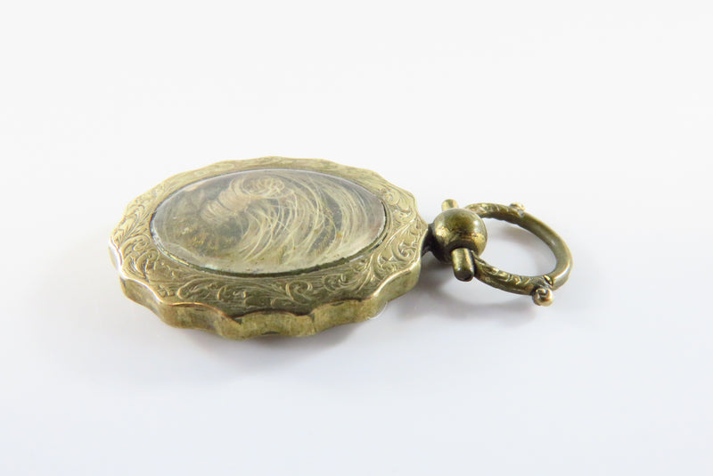 Antique Victorian Gold Plated Mourning Hair Pendant Pocket Watch FOB