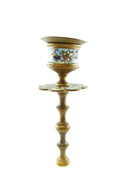 Antique Bronze Champleve Enamel Candlestick Candle holder Topper — Enamel — front view