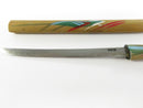 Vintage Japanese Shirasaya Mini Katana Letter Opener Bamboo Wood Handle Hand-Painted Dragon Motif Stainless Steel Blade
