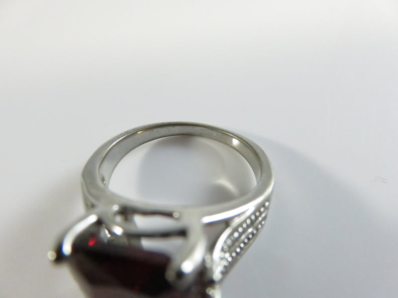 Blood Red Garnet Style Emerald Cut Ring, Size 7.75, Unisex Vintage Ring