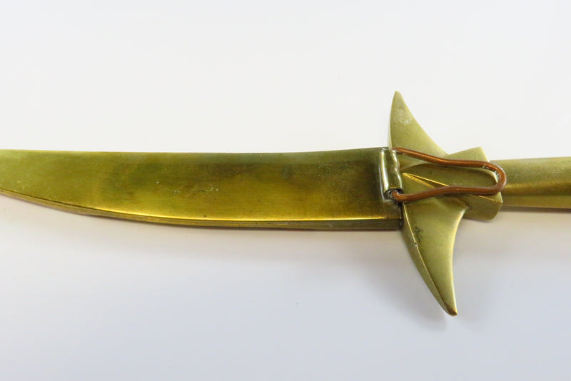 Vintage Handmade Tuareg Style Curved Blade Dagger Brass Copper Silver Steel Wood