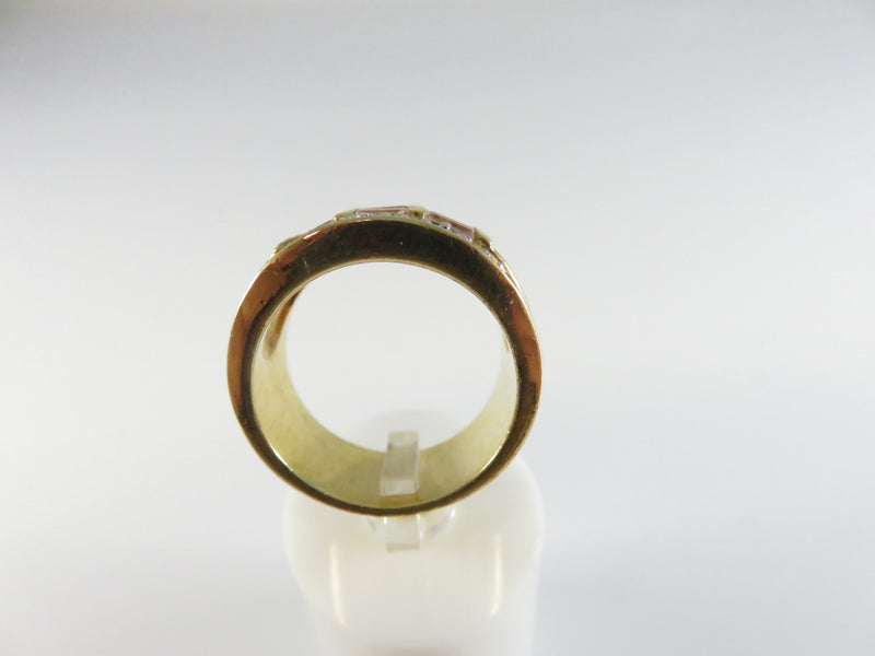 Cigar Band Cocktail Ring, Pink Baguette Stones, Size 7.5, Vintage Style