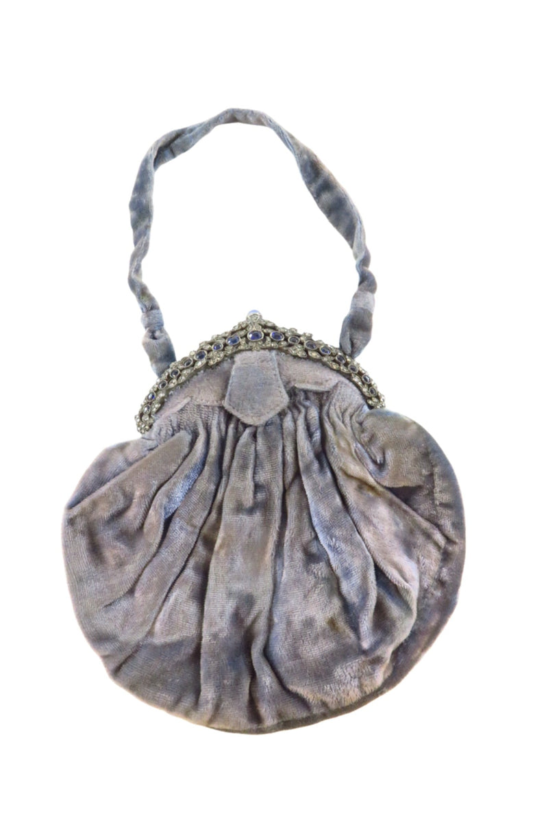 Antique Coin Silver Diamond & Sapphire Victorian Style Velvet Hand Bag — Clothing, Shoes & Accessories:Specialty:Vintage:Vint