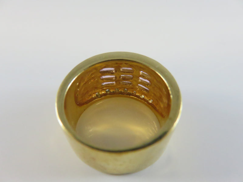Cigar Band Cocktail Ring, Pink Baguette Stones, Size 7.5, Vintage Style