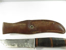 Ward's Master Quality Vintage Hunting Knife with Sheath Western Cutlery Fixed Blade Leather Split Double-Tang Mid-1930s