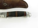 Ward's Master Quality Vintage Hunting Knife with Sheath Western Cutlery Fixed Blade Leather Split Double-Tang Mid-1930s