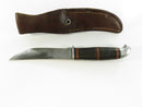 Ward's Master Quality Vintage Hunting Knife with Sheath Western Cutlery Fixed Blade Leather Split Double-Tang Mid-1930s