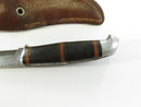 Ward's Master Quality Vintage Hunting Knife with Sheath Western Cutlery Fixed Blade Leather Split Double-Tang Mid-1930s