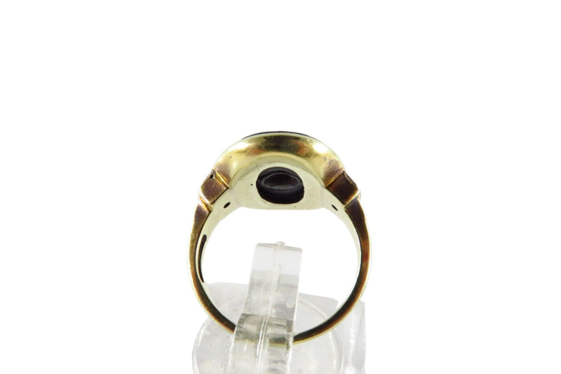 Antique OMC Diamond Onyx Art Deco Ring with Diamond Accents Size 4