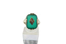 Art Deco 14K White Gold Chrysoprase Plaque Ring with Diamond Accent, Size 4.75 — Jewelry & Watches:Vintage & Antique Jewelry: