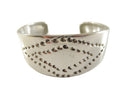 Vintage Retro 70's Aluminum Cuff Bracelet, Punched Heart Design, 7" ID — Diamond — front view