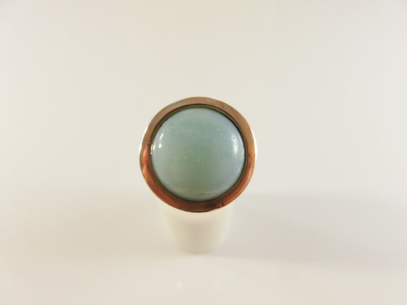 Rose Gold/Copper Colored Ring, Glass Cabochon, Size 10, Unisex, Vintage Style