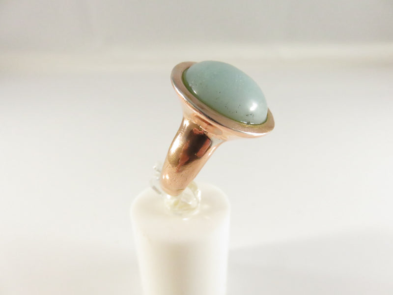 Rose Gold/Copper Colored Ring, Glass Cabochon, Size 10, Unisex, Vintage Style