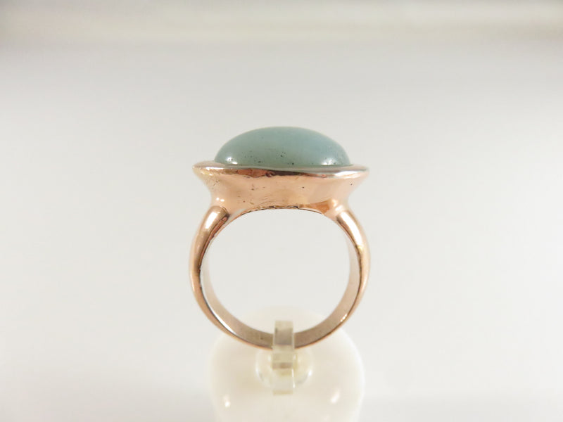 Rose Gold/Copper Colored Ring, Glass Cabochon, Size 10, Unisex, Vintage Style
