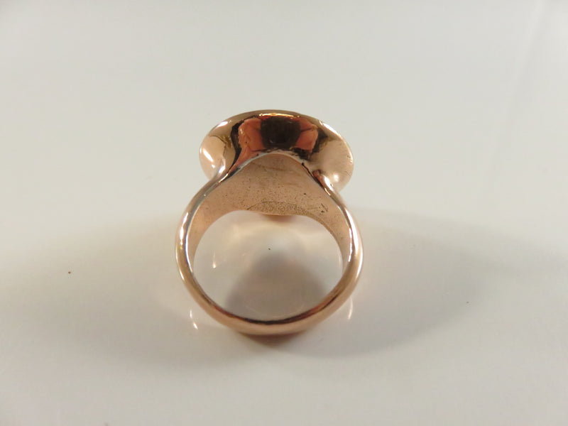 Rose Gold/Copper Colored Ring, Glass Cabochon, Size 10, Unisex, Vintage Style